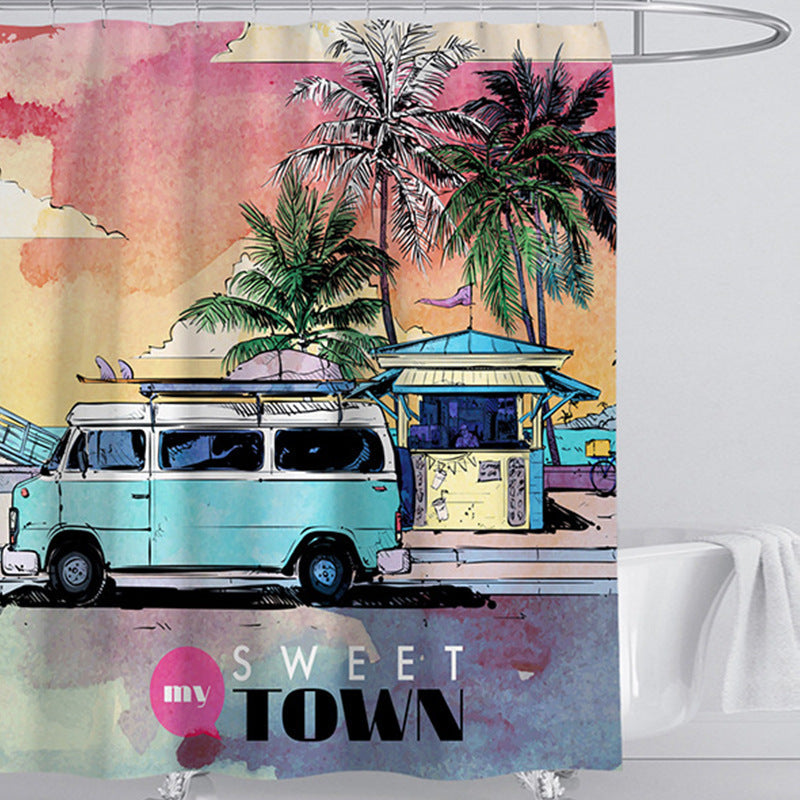 Beach-Themed Shower Curtain Kalsten