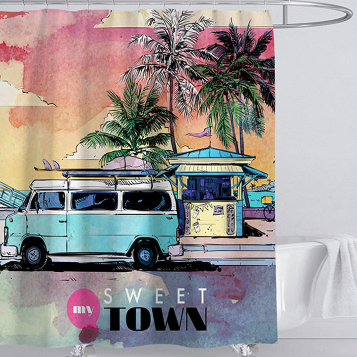 Beach-Themed Shower Curtain Kalsten