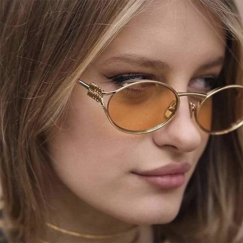Women's Oval Sunglasses with Elegant Metal Frame and Fashionable Design Kalsten