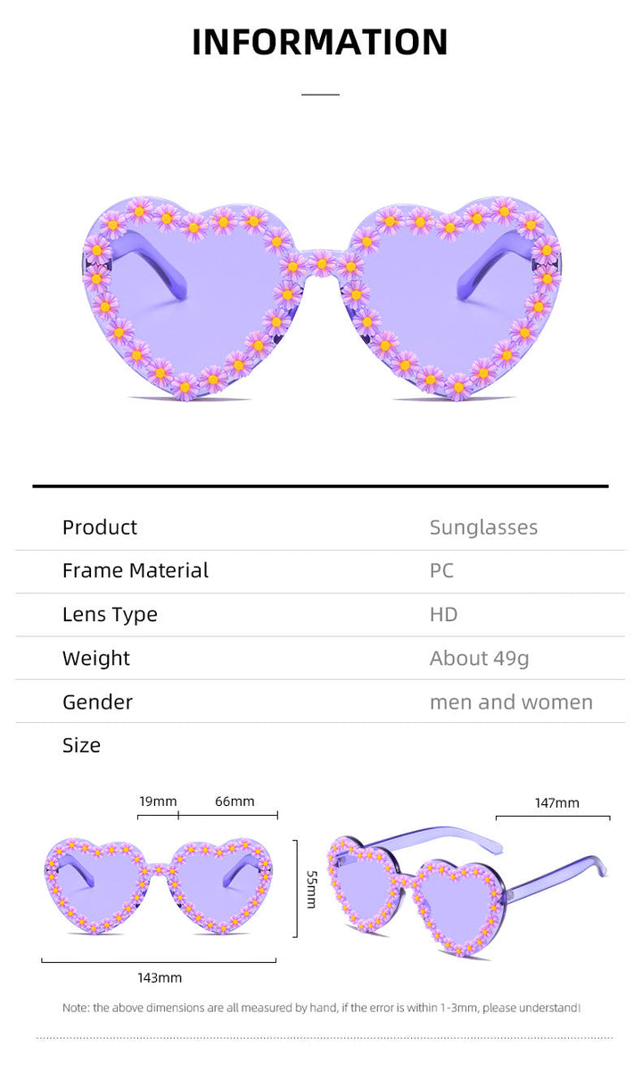 Ladies Love-Shaped Sunglasses with Floral Embellishments Kalsten