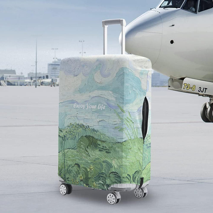 Unisex non-elastic suitcase protective cover with world travel design for hard-shell trolley and spinner wheels Kalsten