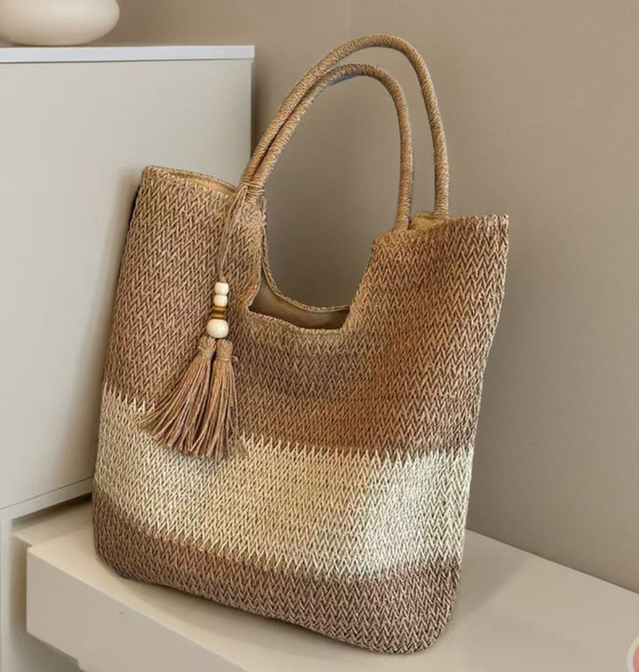 Macrame Tote Bag with Fashionable Tassel Accent Kalsten