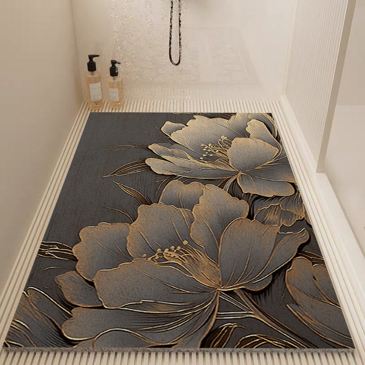 Elegant Floral Patterned Bath Mat Kalsten