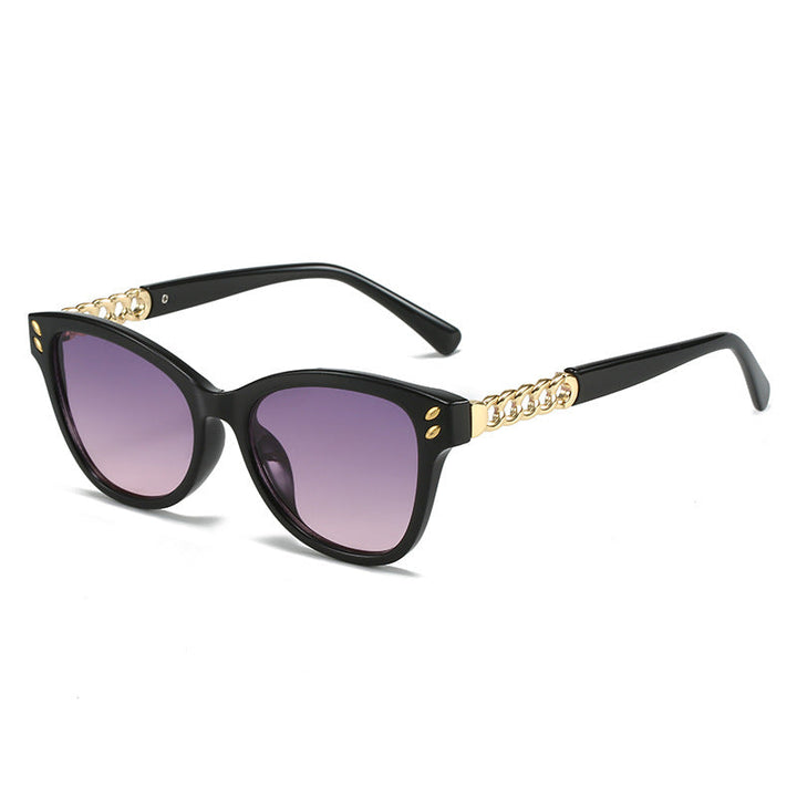 Ladies fashionable cat-eye sunglasses with luxurious chain accents Kalsten