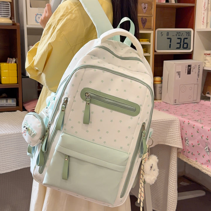Backpack with Charming Star Applications and Practical Compartments Kalsten