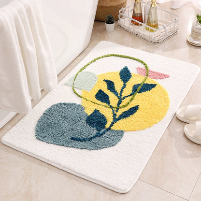 Abstract Leaf Pattern Bath Mat Acalora