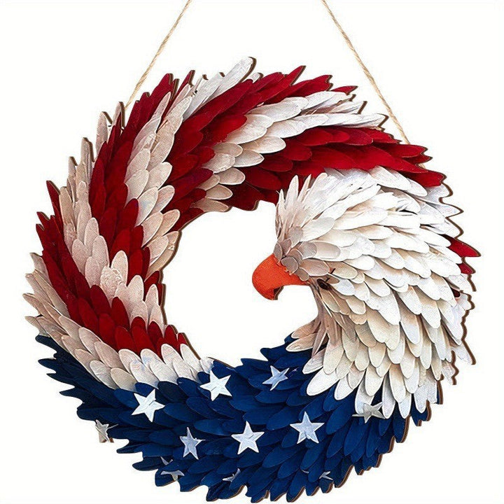 Unisex nan layered star wreath door decor with mixed ribbon bows and wooden accents Kalsten