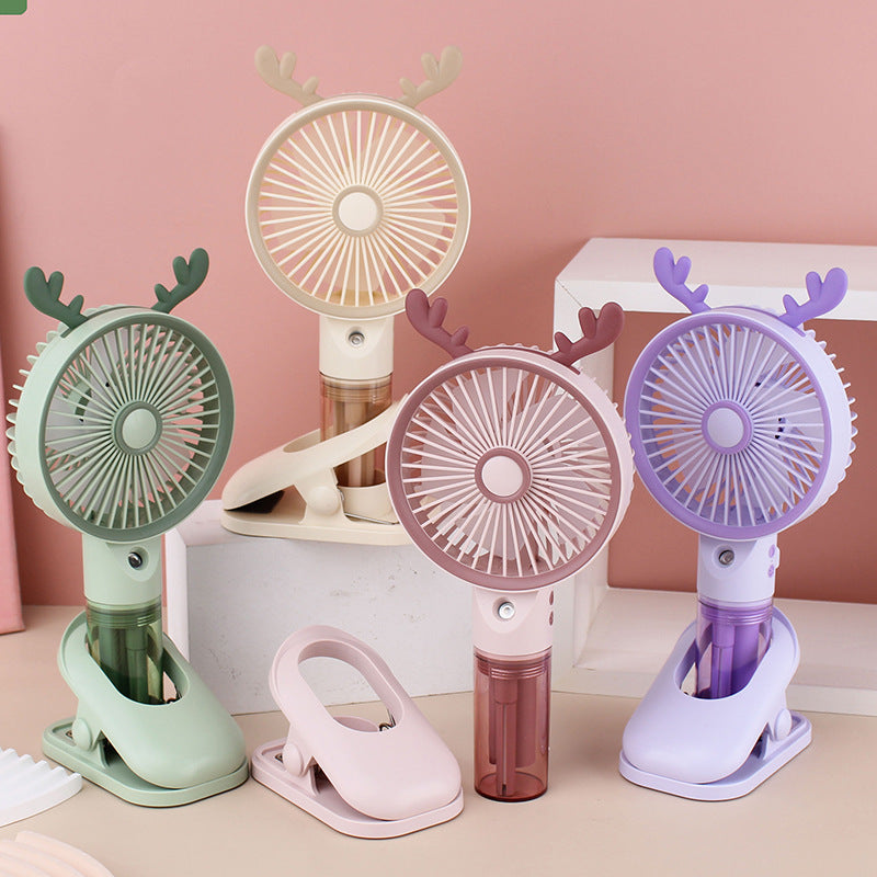 Cooling compact rechargeable clip-on misting handheld fan with detachable water reservoir and adjustable tilt Kalsten