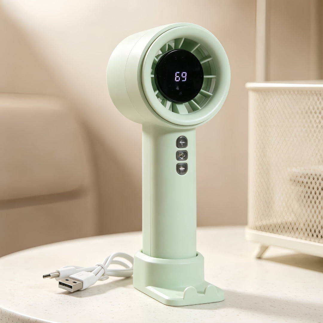 Women High-Performance Hand Fan with Digital Speed Display Kalsten