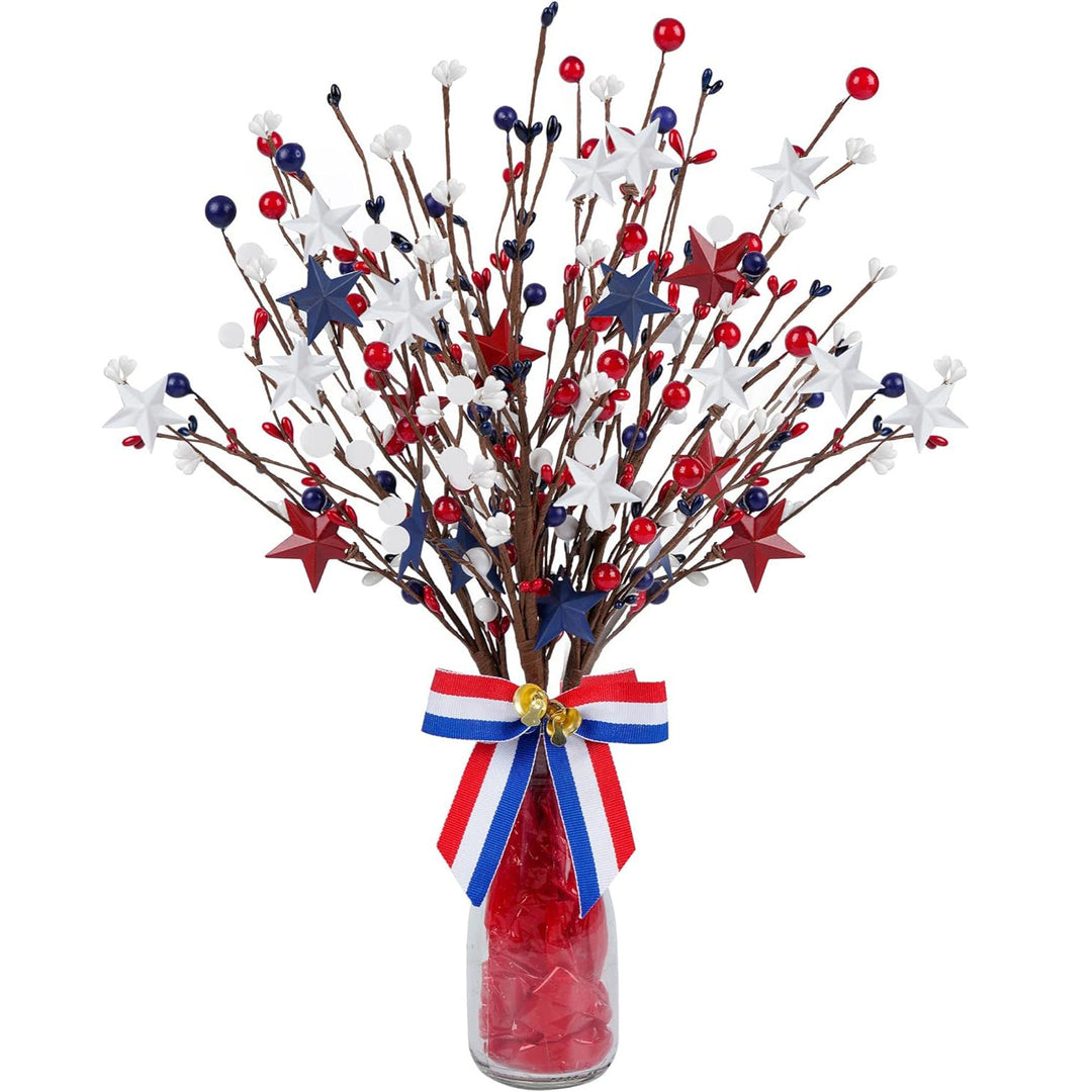 Unisex artificial decorative branch with star applications and berries for vase and wreath Kalsten