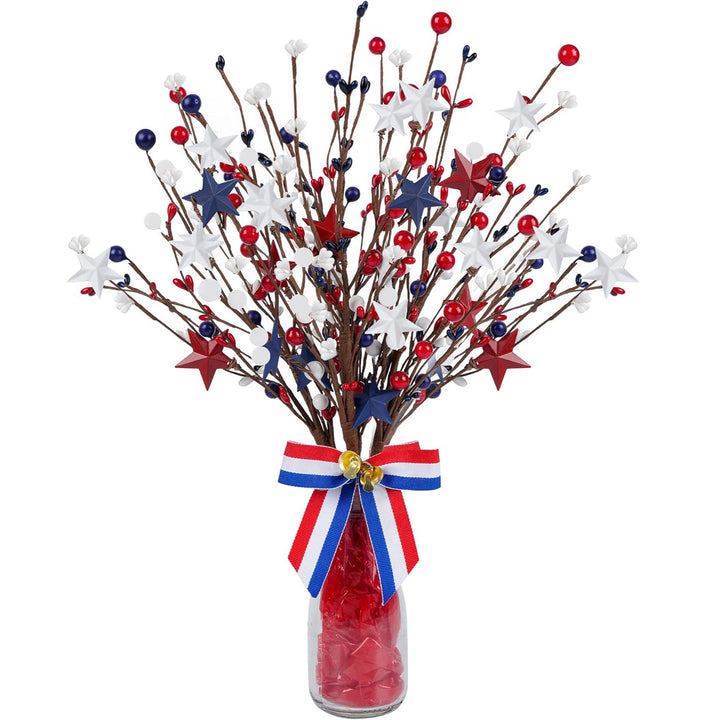 Unisex artificial decorative branch with star applications and berries for vase and wreath Kalsten