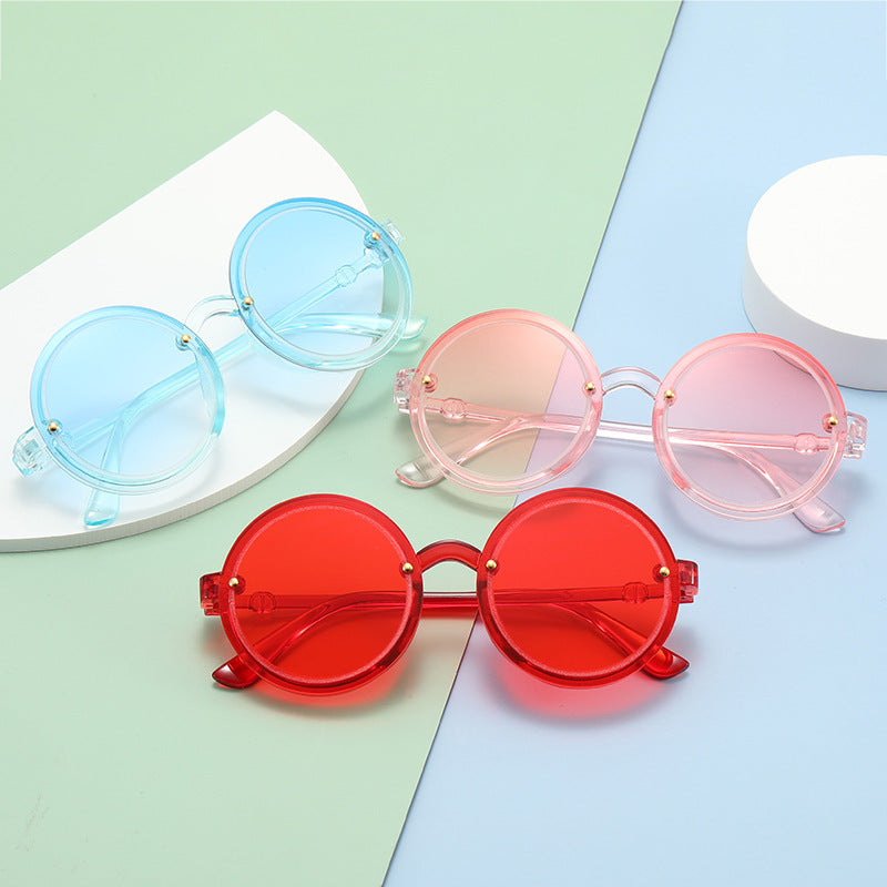 Women Round Sunglasses with Transparent Frame Kalsten