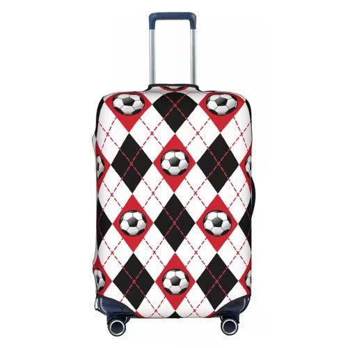 Unisex nan elastic luggage cover with football argyle pattern, tear-resistant stretch cover for trolley with handle and wheel openings Kalsten
