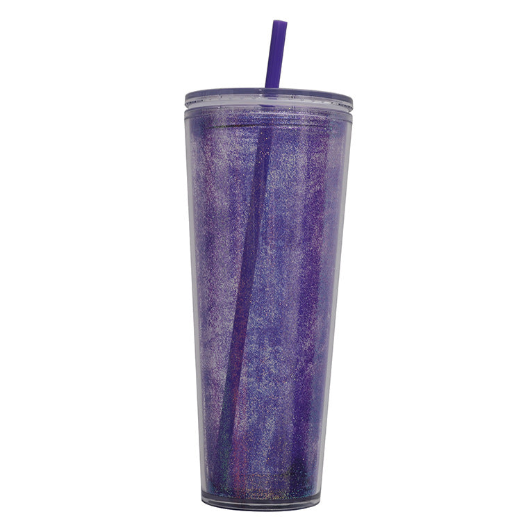 Ladies Glittering Drinking Bottle with Straw Kalsten