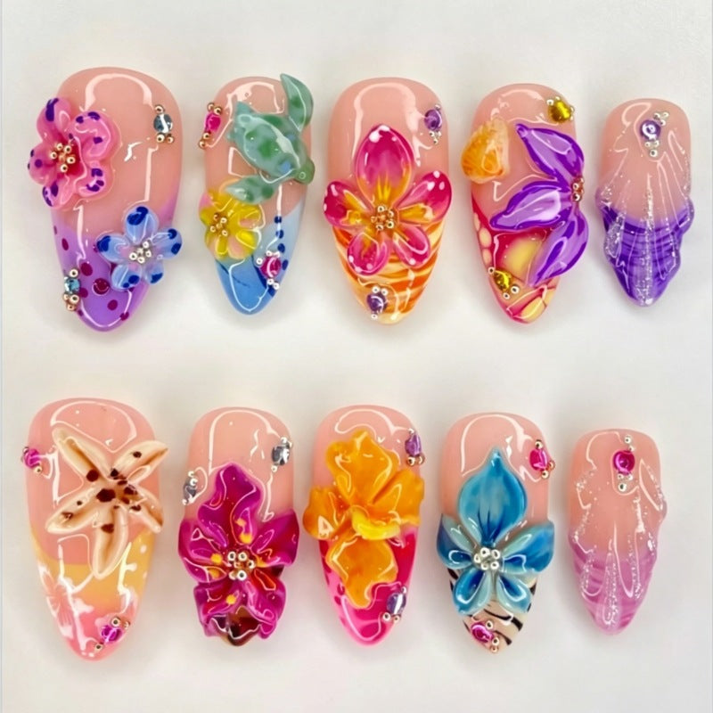 Creative Floral Embellished Press-On Nail Collection Kalsten