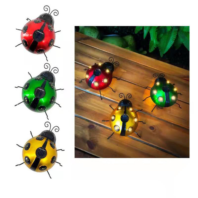 Decorative Solar-Powered Metal Ladybug Garden Lights With Warm LED Accents Kalsten