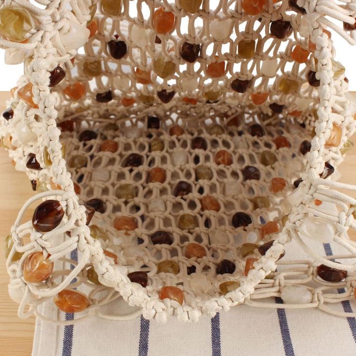 Hand-knotted basket bag with colorful beads Kalsten