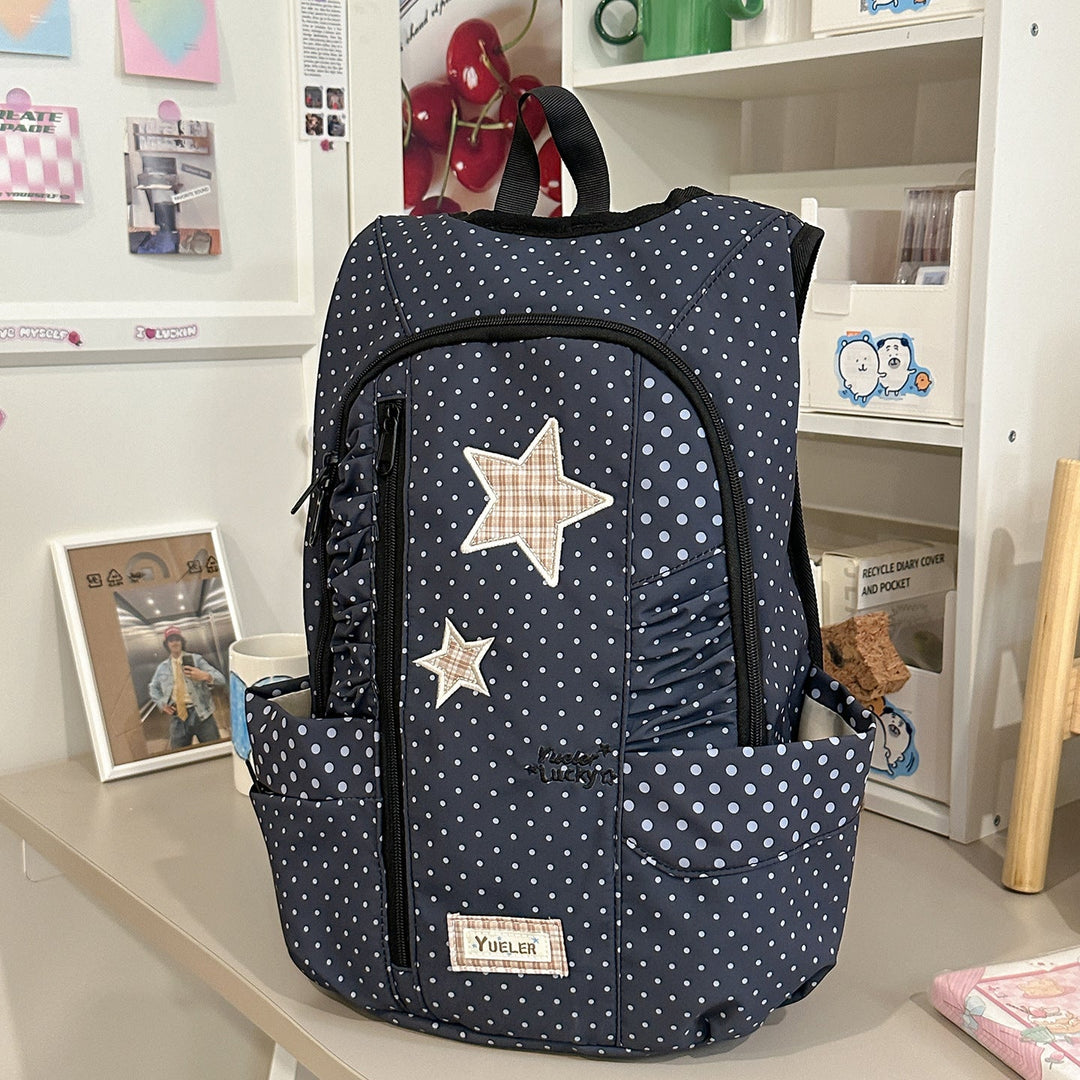 Cute Star-Patterned Ruffled School Backpack