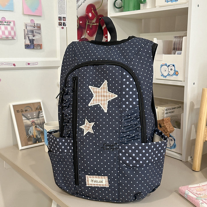 Cute Star-Patterned Ruffled School Backpack
