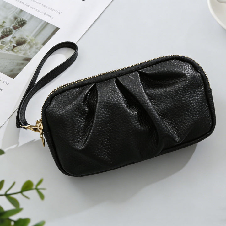 Textured Leather Zip Clutch Wallet Kalsten