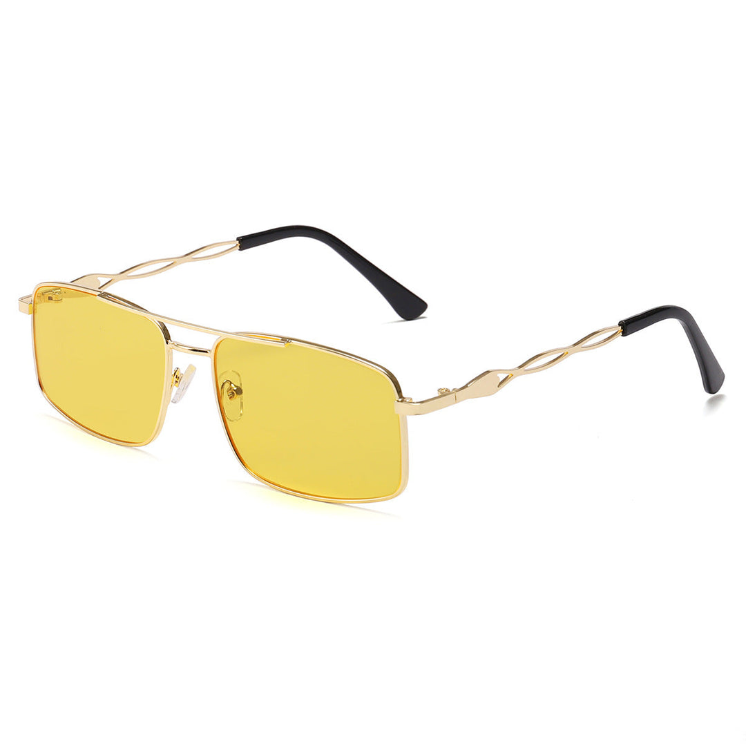 Women's sunglasses with trendy rectangular frame and yellow lenses Kalsten