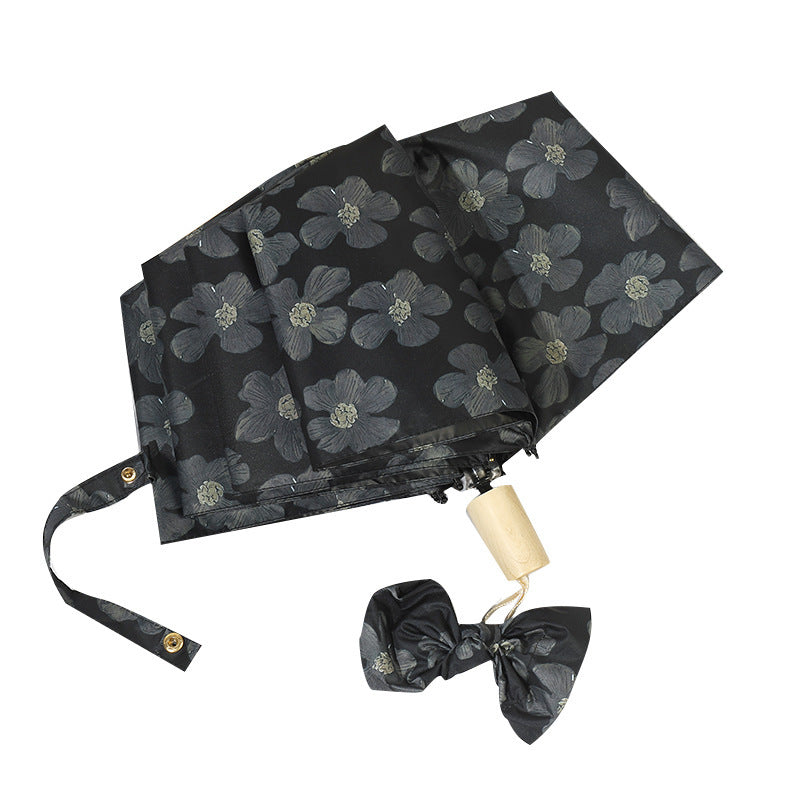 Ladies Mini Folding Umbrella with Elegant Floral Print Kalsten