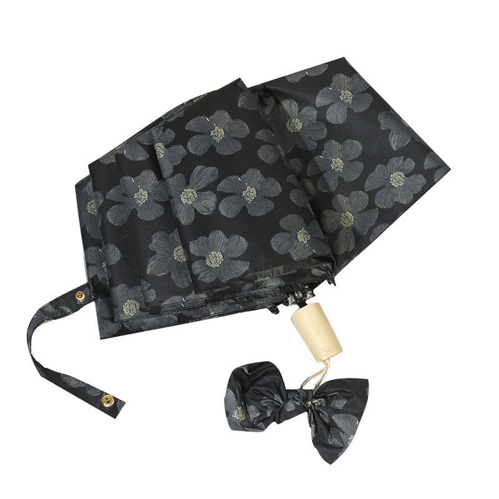 Ladies Mini Folding Umbrella with Elegant Floral Print Kalsten