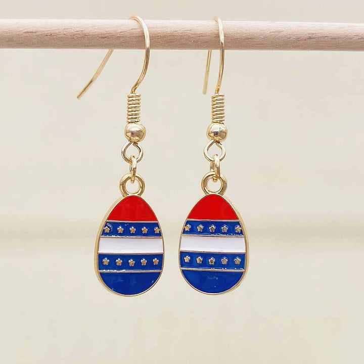 Women's filigree drop earrings with enameled flag pendants and metal hook closure Kalsten