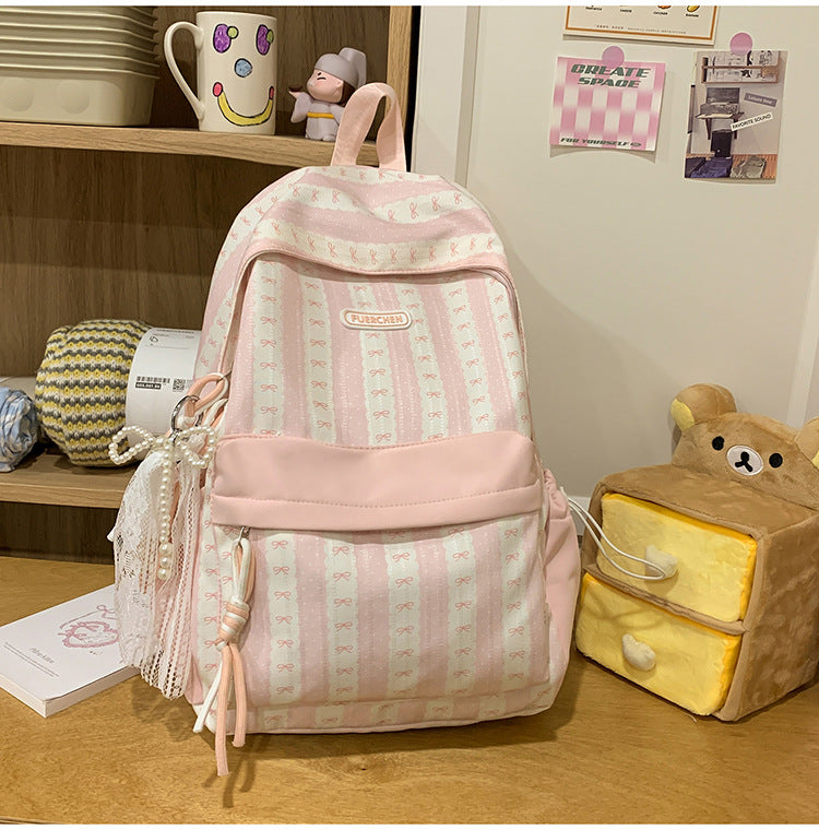 Charming Decorative Bow-Embellished School Backpack