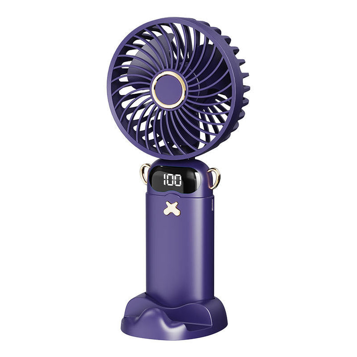 Cooling rechargeable handheld mini fan with digital battery display and cute desktop stand Kalsten