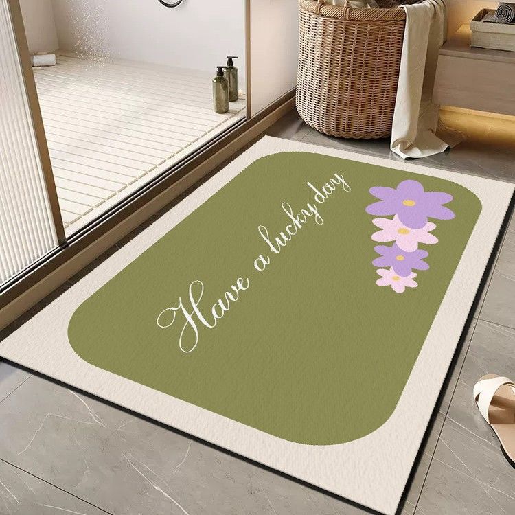 Cheerful Floral Message Bath Mat Kalsten