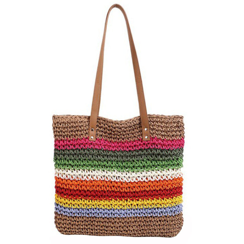 Handmade beach bag with colorful striped pattern Kalsten