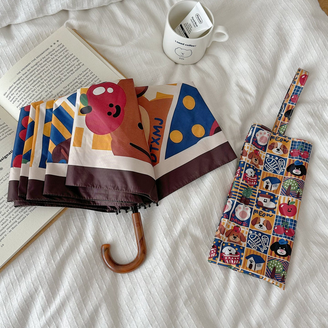 Ladies Foldable Umbrella with Playful Animal Designs Kalsten
