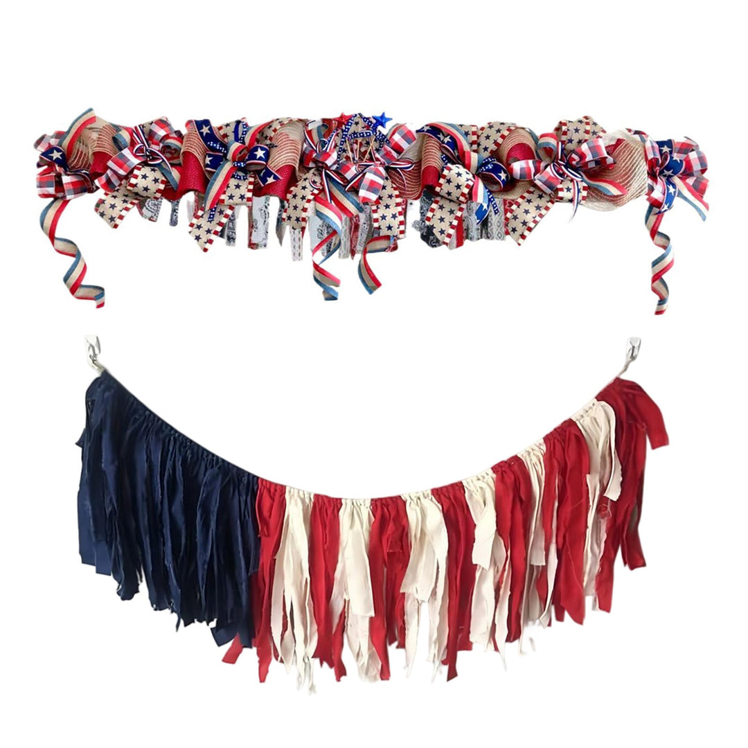 Unisex decorative garland made of jute and bows with star applications 90cm Kalsten