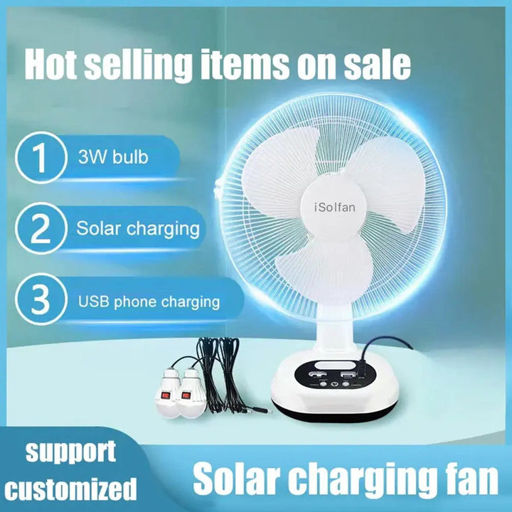Women's portable solar fan with USB charging function and LED lighting Kalsten