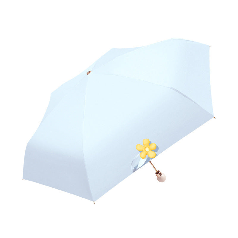 Ladies elegant and lightweight UV protection folding umbrella with floral details Kalsten