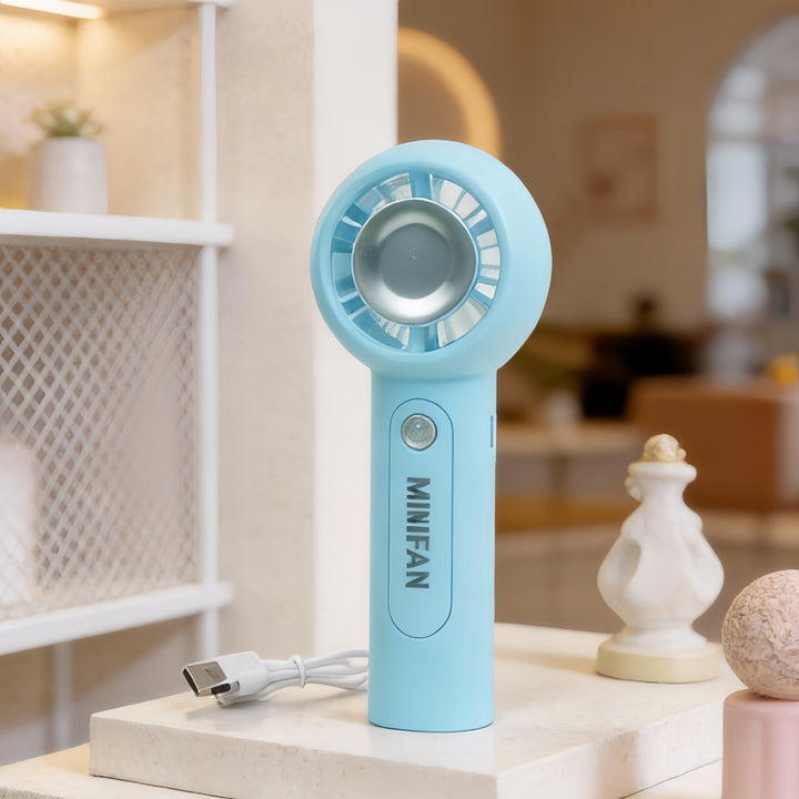 Women Portable Hand Fan with Integrated LED Light and Ergonomic Design Kalsten