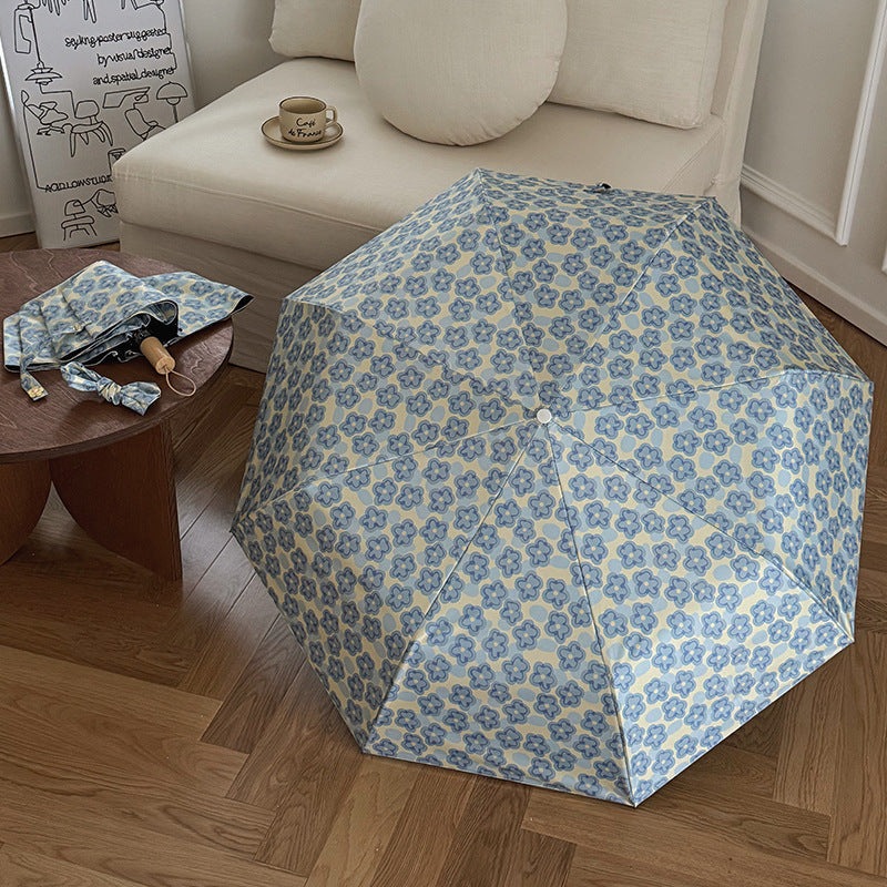 Ladies Collapsible Umbrella with Elegant Floral Pattern Kalsten