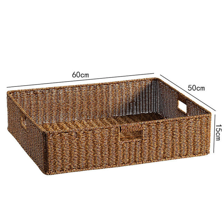 Handwoven Rectangular Storage Bin with Cutout Handles Kalsten