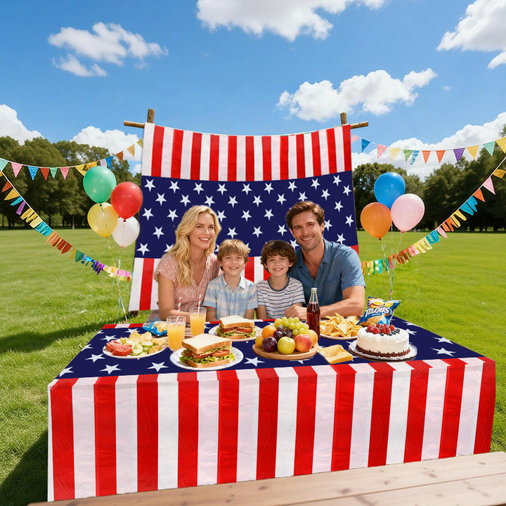 Unisex non-large waterproof party tablecloth with star stripe motif Kalsten