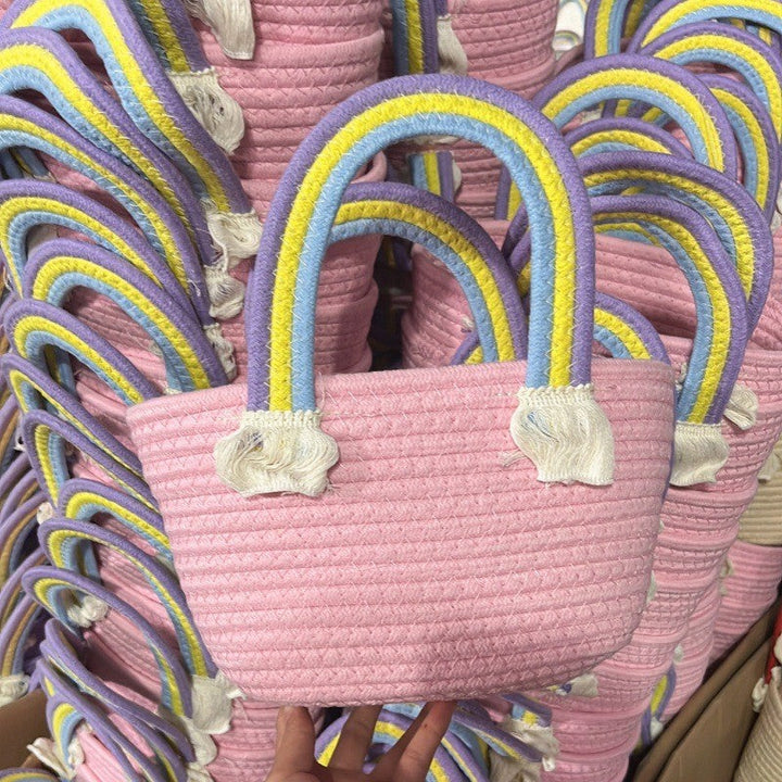 Women's handmade basket bag with color-coordinated handle accents Kalsten