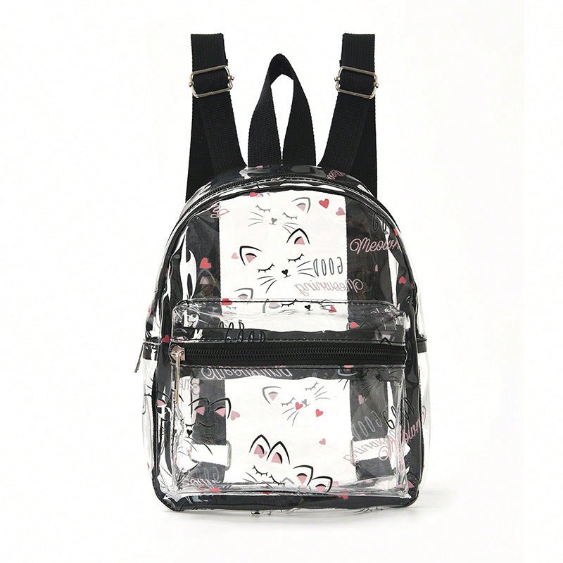Women's Transparent Backpack with Cat Design Kalsten