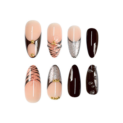 Artistic Stiletto Press-On Nail Art with Butterfly Accents Acalora
