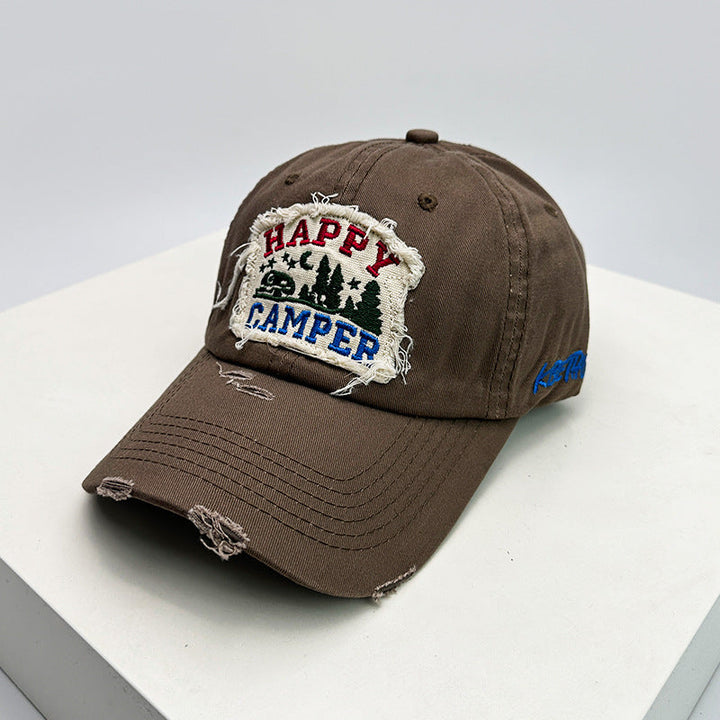 Men's Distressed Embroidered Camping Cap Kalsten