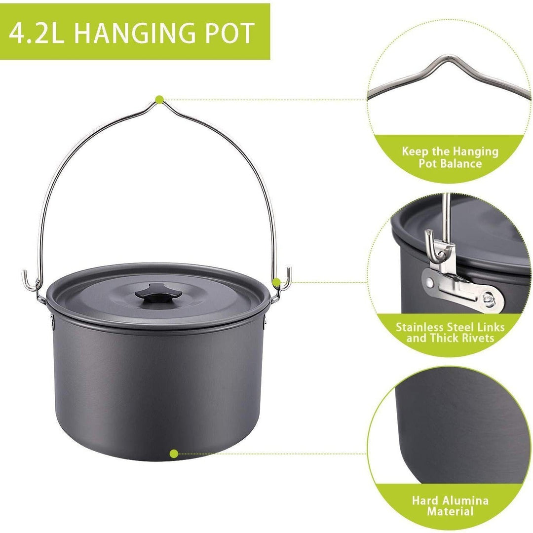 ultralight anodized aluminum camping cookware set with folding-handle kettle nesting pot and compact utensil kit Kalsten