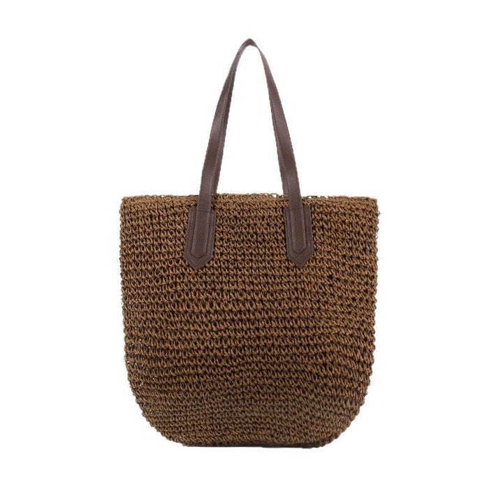 Braided shopping bag with leather handles Kalsten