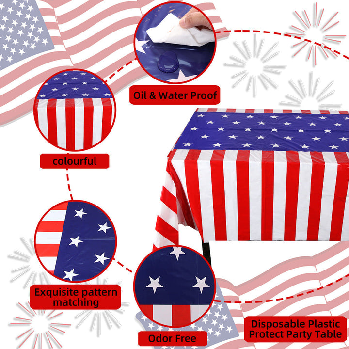 Unisex non-large waterproof party tablecloth with star stripe motif Kalsten