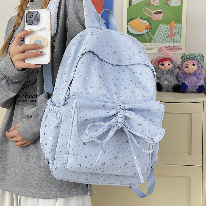 Starry Print Bow-Detail Backpack Kalsten