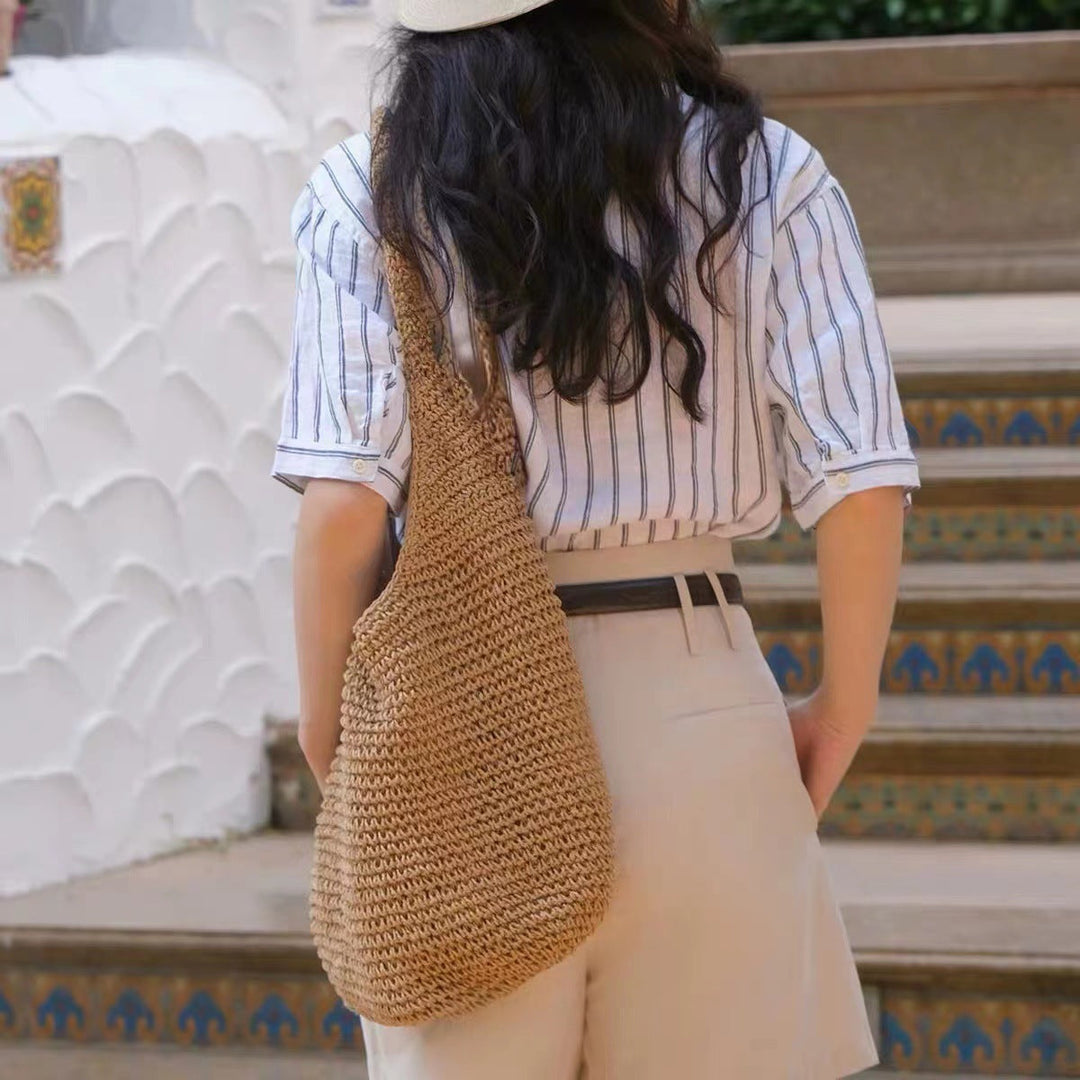 Spacious and Handcrafted Straw Tote Bag with Comfortable Shoulder Strap Kalsten