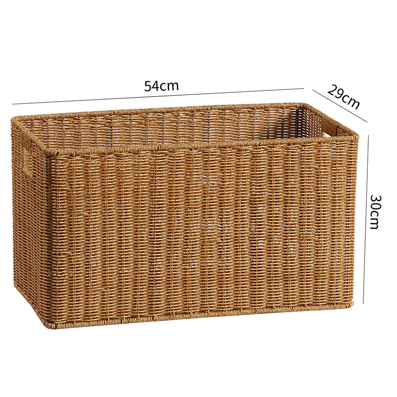 Handwoven Rectangular Storage Bin with Cutout Handles Kalsten